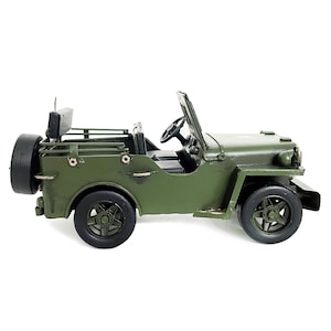 Military Jeep Metal Model Collectible Vehicle Truck, Willys MB US Army Car Model Vintage Toy, Display Collectors Gift Idea Tin Toy Militaria