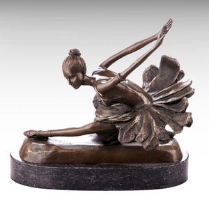 Ballerina Bronze Sculpture Bronze Dancer Statue on Marble Base, Modern Ballet Dancer Art Girl Figurine, Dancing Woman Pose Anniversary Gift