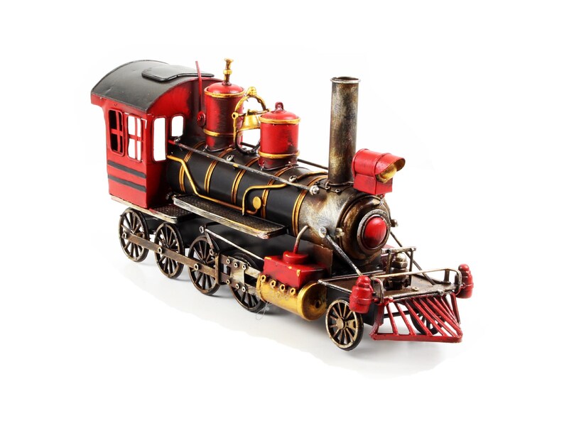 Rail Engine Model Large 16” Steam Locomotive Metal Model Antique Old Train Model Vintage ...