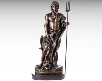 ポセイドン像、ギリシャ美術の海の神、嵐、地震、馬の像、青銅器時代の