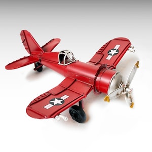 Red US Air Force Airplane Metal Model, Vintage Plane Model Old Classic Fighter Aircraft, Display Model Pilots Gift Home Decor Aviation Art