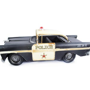Vintage Police Car Metal Model, Police Officer Gifts Police Station Ornament Vehicle, Retirement Gift Idea Display Model Car Desktop Decor