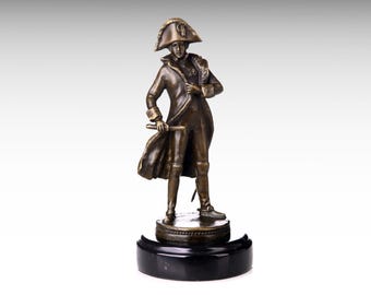 Bronzeskulptur von Napoleon Bonaparte, Bronzestatue mit Marmorsockel, einzigartige Wohndekorationsfigur, Napoleon-Figur, Einzugsgeschenk, Frankreich, Paris