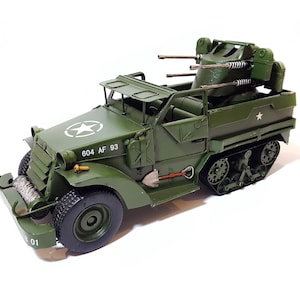 Armored Vehicle Metal Model, M16 MGMC US Army WW2 Military Vehicle Desktop Model, Vintage Half Track Scale Display Model Veteran Gift Idea
