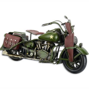 US Army Motorcycle Metal Model, Vintage Green American Military Motorbike, Vintage Style Art Toy Collectible Item Soldier Veteran Gift Idea