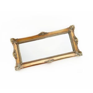 Elegant Hollywood Regency Wall Mirror in Golden Frame, Victorian Style Rectangular Gold Mirror Baroque Wall Decor Luxury Eclectic Home Decor