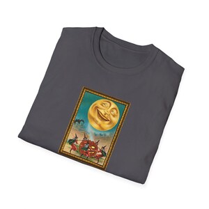 danse des sorcières sous une pleine lune décoration vintage de carte postale d'Halloween | T-shirt doux | Chats noirs | Chauves-souris | T-shirt cadeau wicca