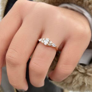Oval Cluster Ring, Vintage Oval Diamond Engagement Ring, Oval Solitaire Ring, Womens Cz Bridal Ring, Vintage Design Braided Band Ring