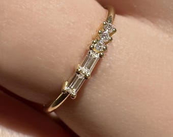 14k Gold Custom Morse Code Diamond Ring, Name Ring, Diamond Ring with Personalized Letter, Secret Message Ring