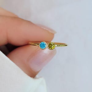 Dual Birthstones Ring, Birthstone Ring, Custom Birthstone Ring, Personalized Ring, Christmas Gift, Gemstone Ring, Solid Gold Ring