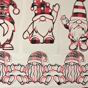 Set of 11 Gnomes Vinyl Decals Stickers Ornaments Tumblers Laptop Cell Phone Crafts Christmas Gnome Holiday Gnome different styles