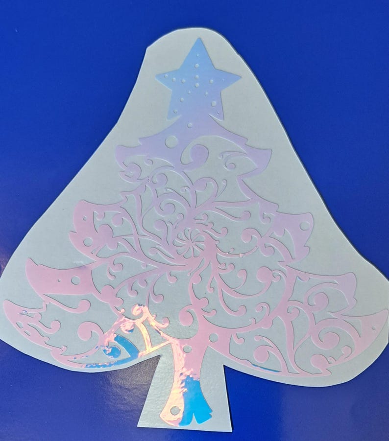 Christmas Tree Holographic Vinyl Decal Sticker 5 Inch Etsy