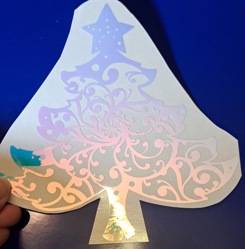 Christmas Tree Holographic Vinyl Decal Sticker 5 Inch Etsy