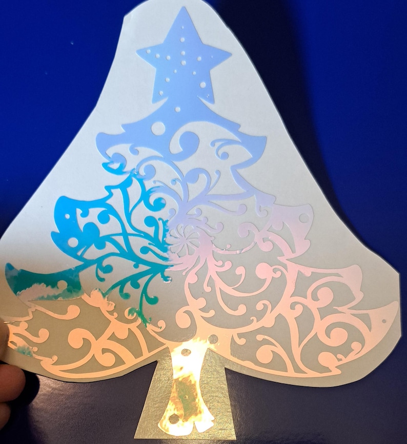 Christmas Tree Holographic Vinyl Decal Sticker 5 Inch Etsy