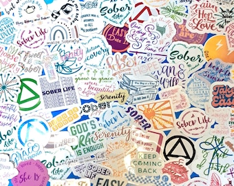 15 PCS Sobriety Stickers Variety Pack for Recovery and Support Gift/ Sticker / NA / AA / 12 Step / Steps / Clean / Sober / Recovery Gifts |