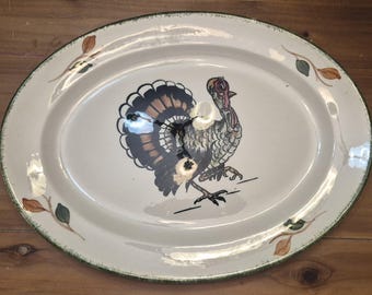 Vintage 1930’s-1940’s Blue Ridge Southern Potteries Large 17” by 13” Turkey Platter RARE
