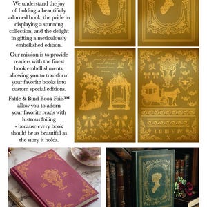May include: A close-up of a burgundy book with gold accents and a gold design of a woman's silhouette. The book is closed and lying on a white surface. The text "Fable & Bind Book Foils&trade;" is visible on the page. The text "At Fable & Bind" is visible at the top of the page. The text "Scan the QR code for inspiration and tutorials" is visible at the bottom of the page. The text "@fableandbind" is visible at the bottom of the page.
