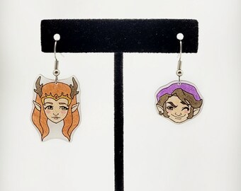 The Legend of Vox Machina Keyleth and Scanlan Shorthalt Shrink Plastic Earrings