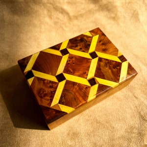 Handmade Moroccan Araar Cedar Ring Box | Small Jewelry Box Crafted in Thuya Wood