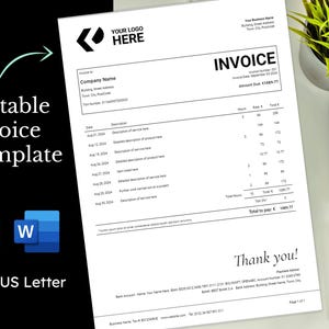 Invoice Template | Editable MS Word Google Docs | Professional Business ...