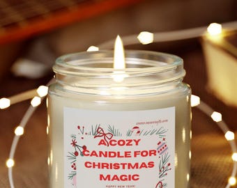 Christmas Scented Candle: Coconut Apricot Wax, Gold Lid