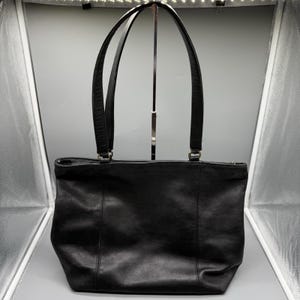 バッグ Old Coach leather black tote bag BK Vintage Coach Black Leather Tote Bag - Etsy