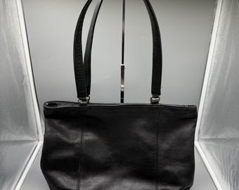 Vintage Coach Black Leather Carry- All Tote Shoulder Bag K40-4067