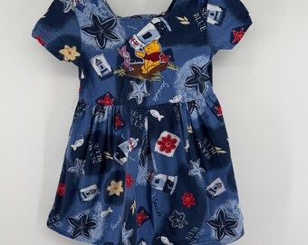 VTG Y2K jaren 90 Disney Store Winnie the Pooh Sea So Blue nautische jurk kinderen maat 4/5