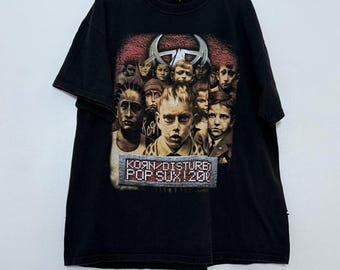 Vintage 2002 Korn X Disturbed Pop Sux! Tour T-shirt Double Sided