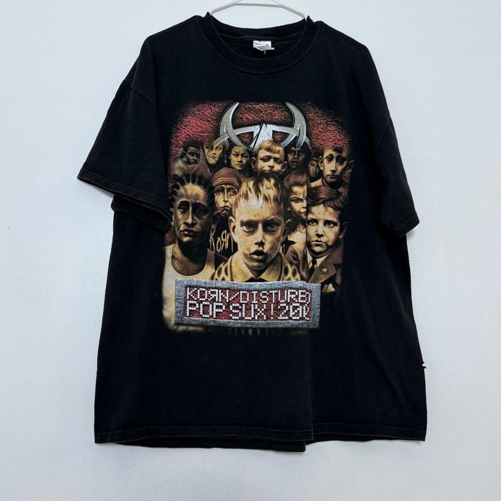 Vintage 2002 Korn X Disturbed Pop Sux! Tour T-shirt Double Sided