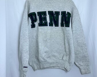 Vintage 1990s Men&#39;s Jansport Grey Penn Sweatshirt Size M Plaid Letters Unisex