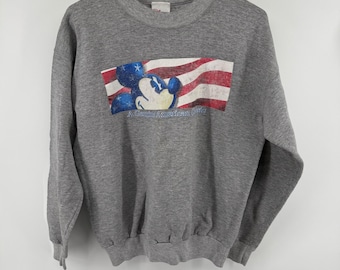 Vintage Disney Store Mickey Mouse American Flag Gray Sweatshirt Mens Medium 90s