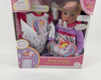 Vintage Kingstate Baby Emma Doll 18" Cuddly Love Baby Doll Set Unicorn Outfit