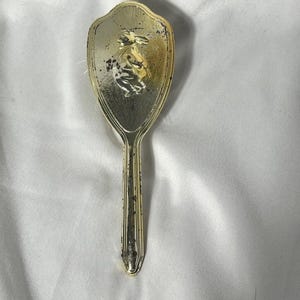 Antique Vintage Chrome/Silver Hair Brush with White Bristles