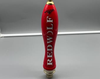 Vintage Redwolf Lager Öltapp Handtag Rödguld Rinnande Varg Logotyp 10 Tum