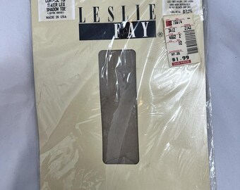 Vintage Leslie Fay Body Slimmers Long Line Control Top Pantyhose Sand Size B