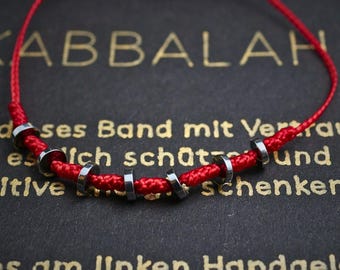 Kabbalah Bracelet Red Thread • 7 Hematite Beads • Personalized • Stainless Steel or Silver • Protective Bracelet • Gift Box