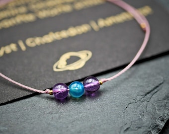 Amethyst bracelet with chalcedony – gemstone bracelet for inner peace & harmony – personalized gift for women
