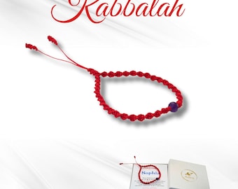 Unisex Kabbalah bracelet in red – Handmade protection with faceted amethyst – Spiritual gift