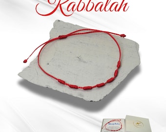 7 Knot Kabbalah Bracelet Red - Protective Bracelet Against the Evil Eye - Red Thread Lucky Charm Handmade, Spiritual Amulet Gift