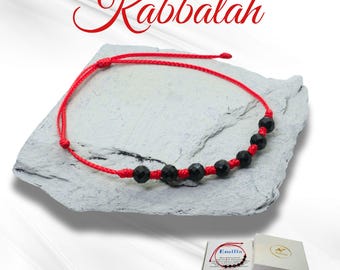 Black Tourmaline Bracelet Red – Kabbalah Protection Bracelet with 7 Tourmalines – Red Thread Against the Evil Eye, Lucky Charm