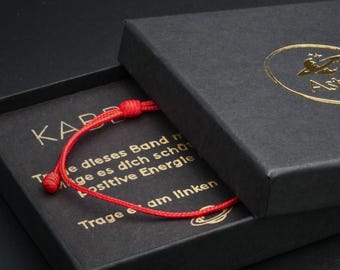 Bracciale Kabbalah Bracciale protettivo rosso contro il malocchio - Portafortuna con filo rosso fatto a mano - Regalo di gioielli con amuleto minimalista