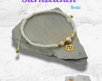 Pulseira de Câncer com pedra da lua, pérola e opala – Pulseira de paracord, joia do zodíaco, ideia de presente para canceriana, presente para ela