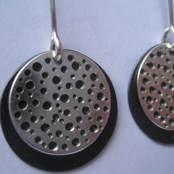 Medium 2 Disk B/W Earrings