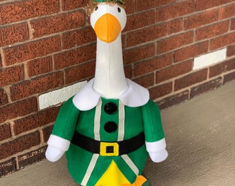 Op elfen geïnspireerde gansoutfit | Op film geïnspireerd verandaganskostuum | Kerstganskleding | Goose Grammy Premium-collectie