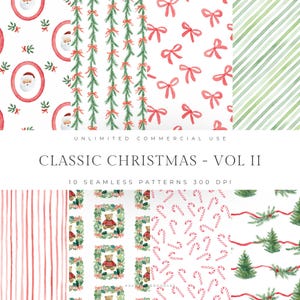 Classic Christmas Seamless patterns, Aesthetic Christmas Pattern, Holiday Scrapbook Paper, Vintage Christmas Patterns, Digital Paper Pattern