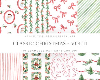 クラシックなクリスマスのシームレスパターン、美しいクリスマスパターン、ホリデースクラップブック用紙、ヴィンテージクリスマスパターン、デジタルペーパーパターン
