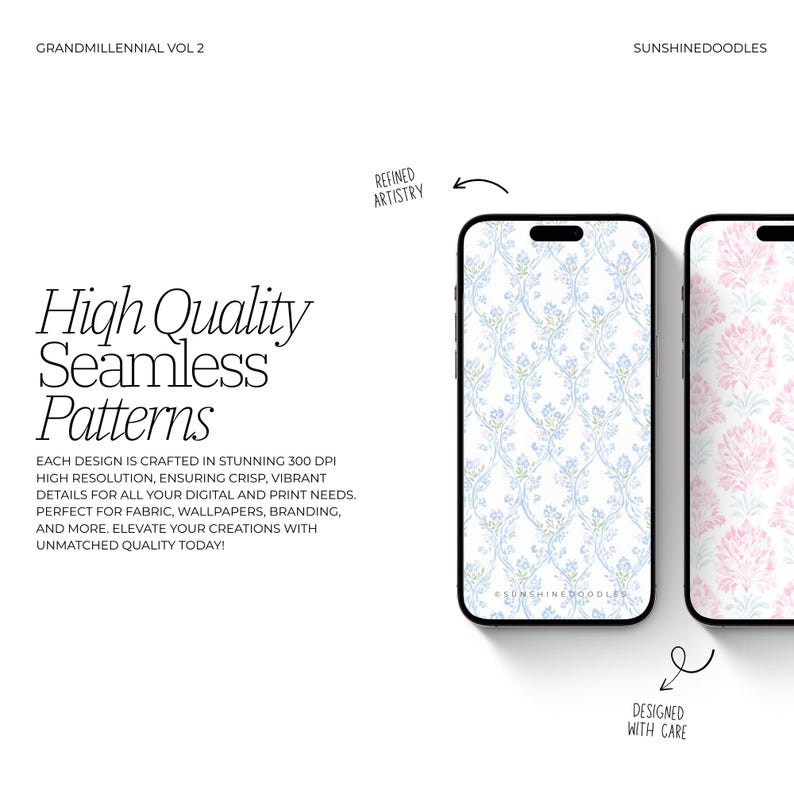 Grandmillennial seamless patterns, vintage preppy patterns, watercolor floral patterns, vintage floral patterns, scrapbook paper, floral jpg image 6