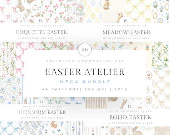 Easter seamless patterns, vintage easter patterns, grandmillenial easter patterns, vintage floral patterns, scrapbook paper, spring pattern