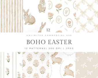 Easter seamless patterns, vintage easter patterns, grandmillenial easter patterns, vintage floral patterns, scrapbook paper, spring pattern